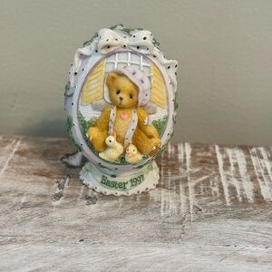 Cherished Teddies Yellow and Purple Easter Figurine